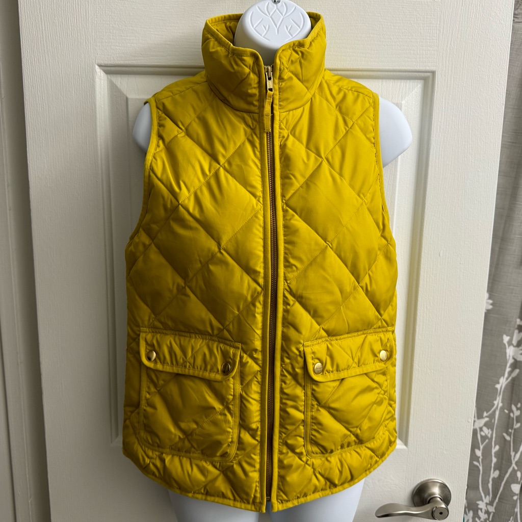 J Crew Yellow Gold Equestrian Puffer Vest Xs